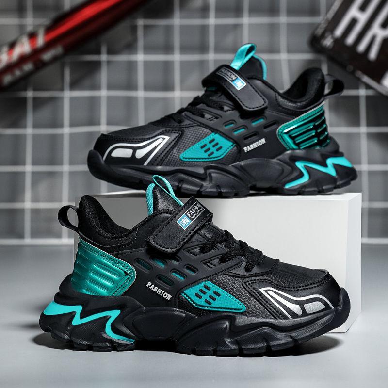 Boys shoes children's sports shoes spring and autumn breathable double net new boys non-slip solid bottom student running shoes
