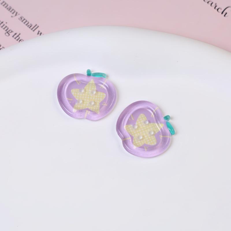 10pcs Dopamine Color Apple Translucent Buttons for Crafts Resin Accessories Clothing Sewing Supplies Sweaters Materials