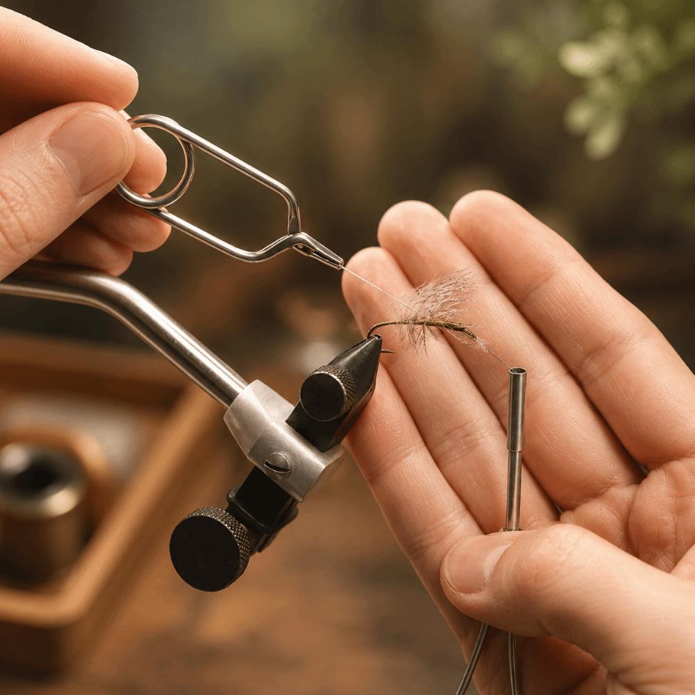 2PCS Stainless Steel Fly Tying Pliers Threaded Clamps Hackle Pliers Fly Fishing Pliers  Fly Tying