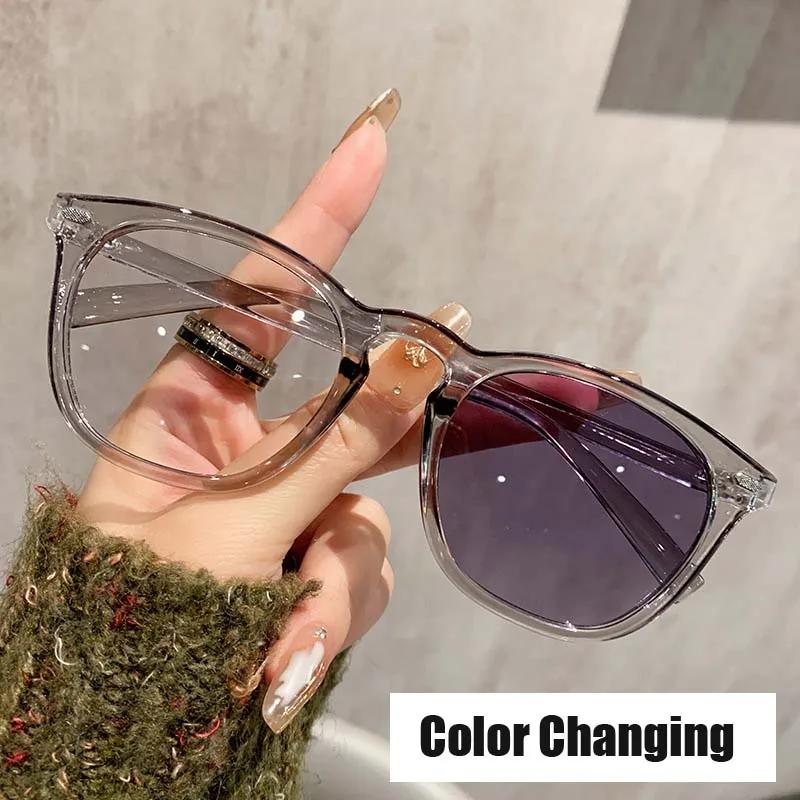 Men Women Vintage Photochromic Glasses Outdoor Discoloration Optical Spectacle Eyeglasses Blue Light Blocking Computer Glasses
