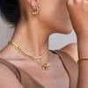 Youthway Fashion White Rhinestone Pendant Necklace For Ladies  Gold Color Plated Stainless Steel Round Jewelry Accessory