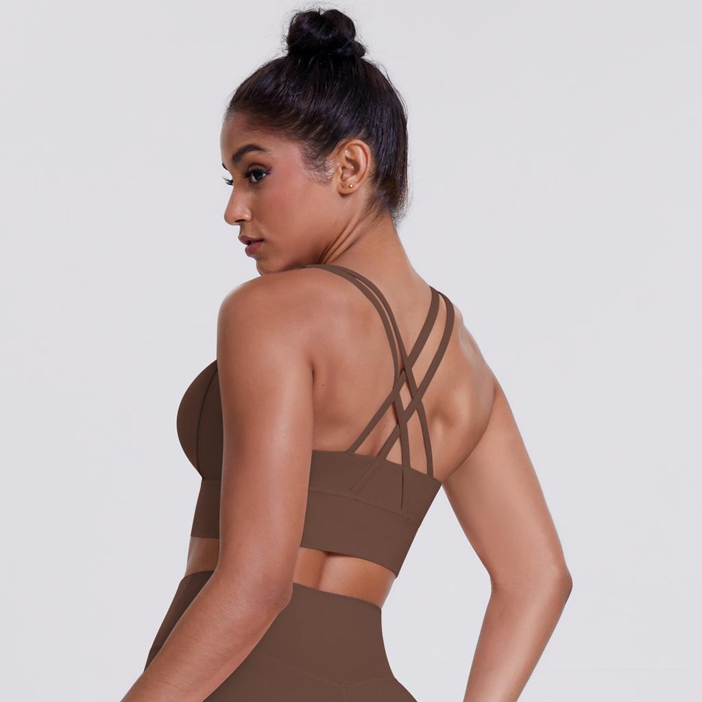 Cloud Feeling Brushed Cross Back Sports Bra, Casual Running, Shockproof Fitness Vest, Yoga Clothes For Women