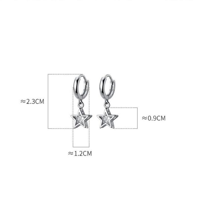 Factory 925 Sterling Silver CZ Zircon Star Hoop Earrings for Women Wedding Jewelry Gifts