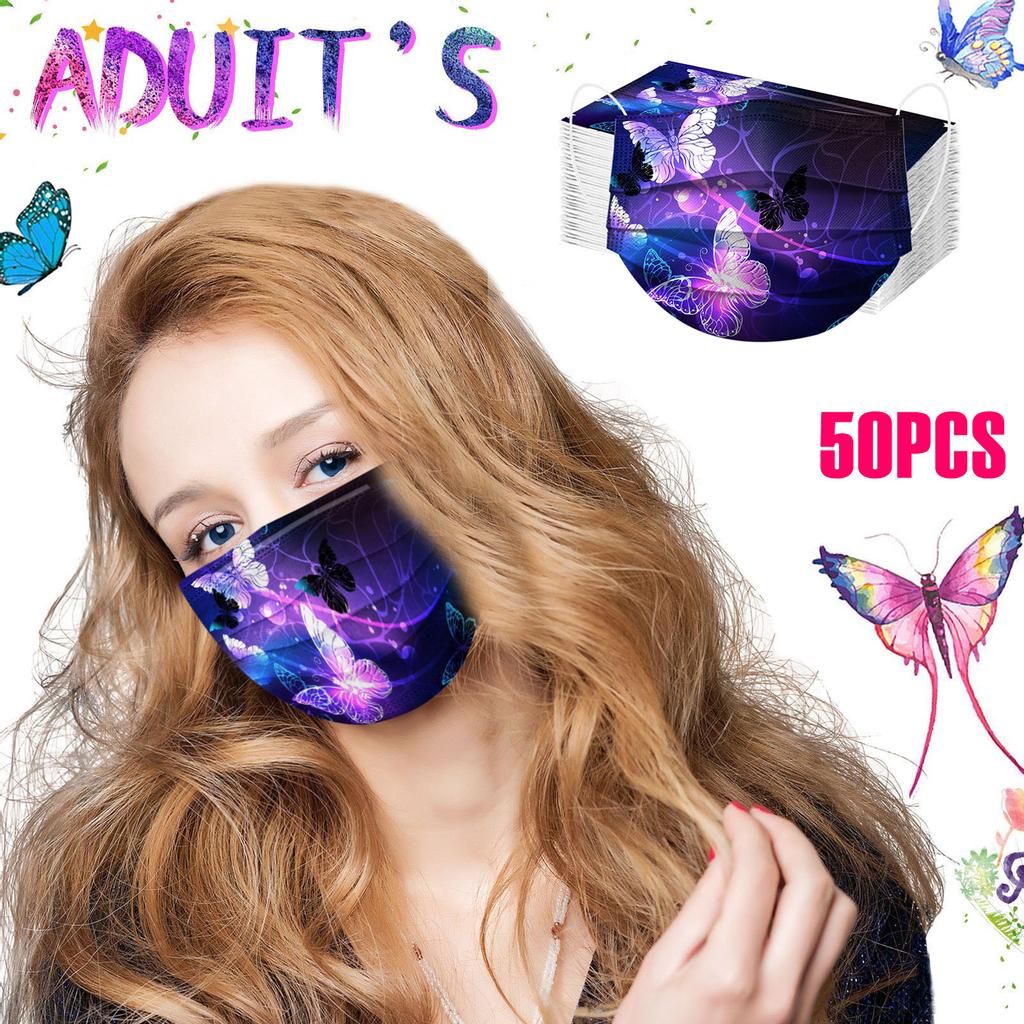 50PCS Adult Butterfly Disposable Three Layer Breathable Face Mask