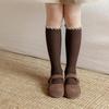 4-8J Süße Rüschen Mädchen Lange Socken Einfarbige Gestrickte Kniestrümpfe Frühling Herbst Kinder Baumwollsocken
