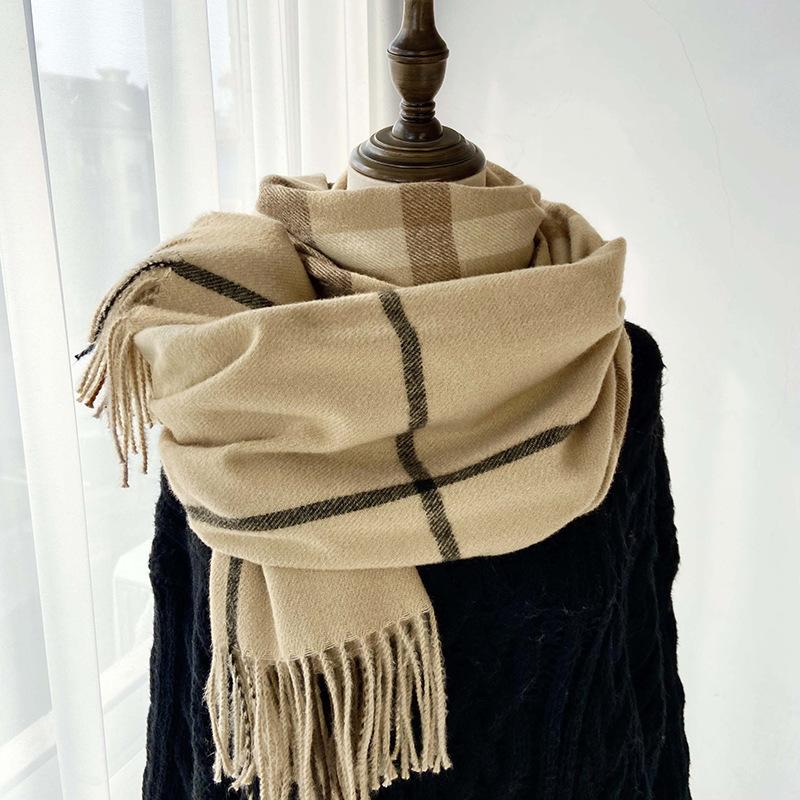 Scarf Women's Winter New Plaid Printing Tassel Imitation Cashmere Scarf Fashion Warm Shawl Scarf