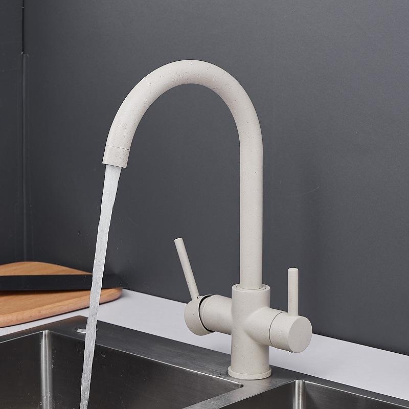 Filtered Pure Drinking Water Kitchen Sink Faucet Single Hole Double Handle Rotatable Hot and Cold Water Kitchen Sink Faucet