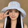 Contrasting Color Korean Striped Bucket Hat Lightweight Wide Brim Fisherman Hat  Vacation
