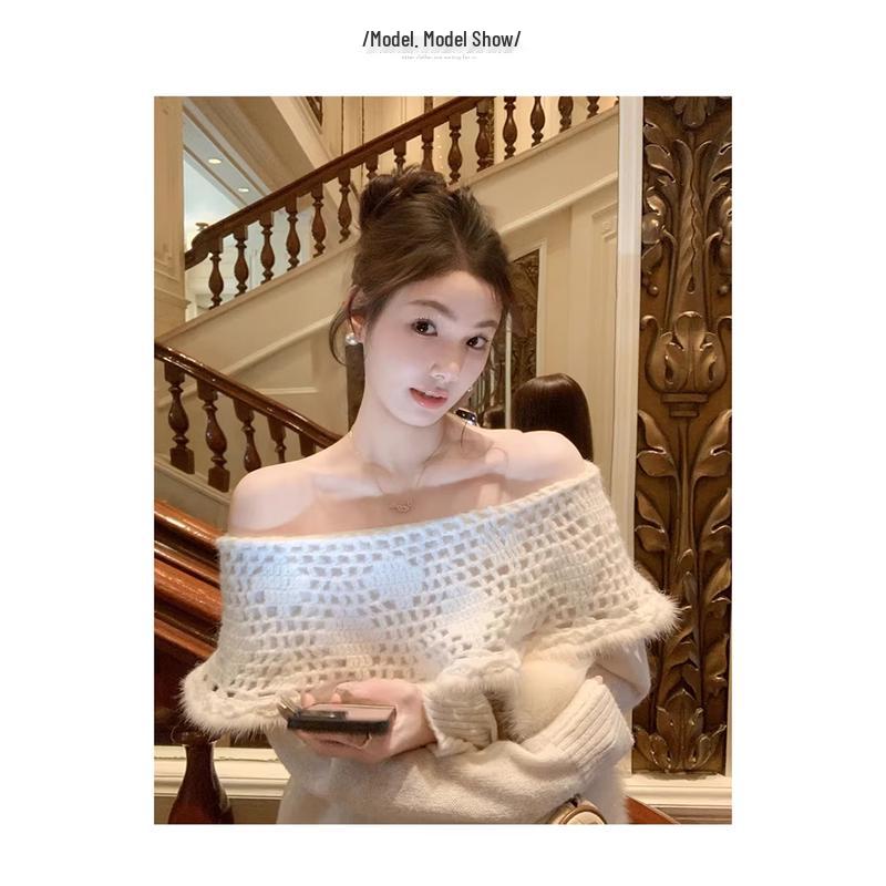 Women s Hollow Knit Long Sleeve Sweater S