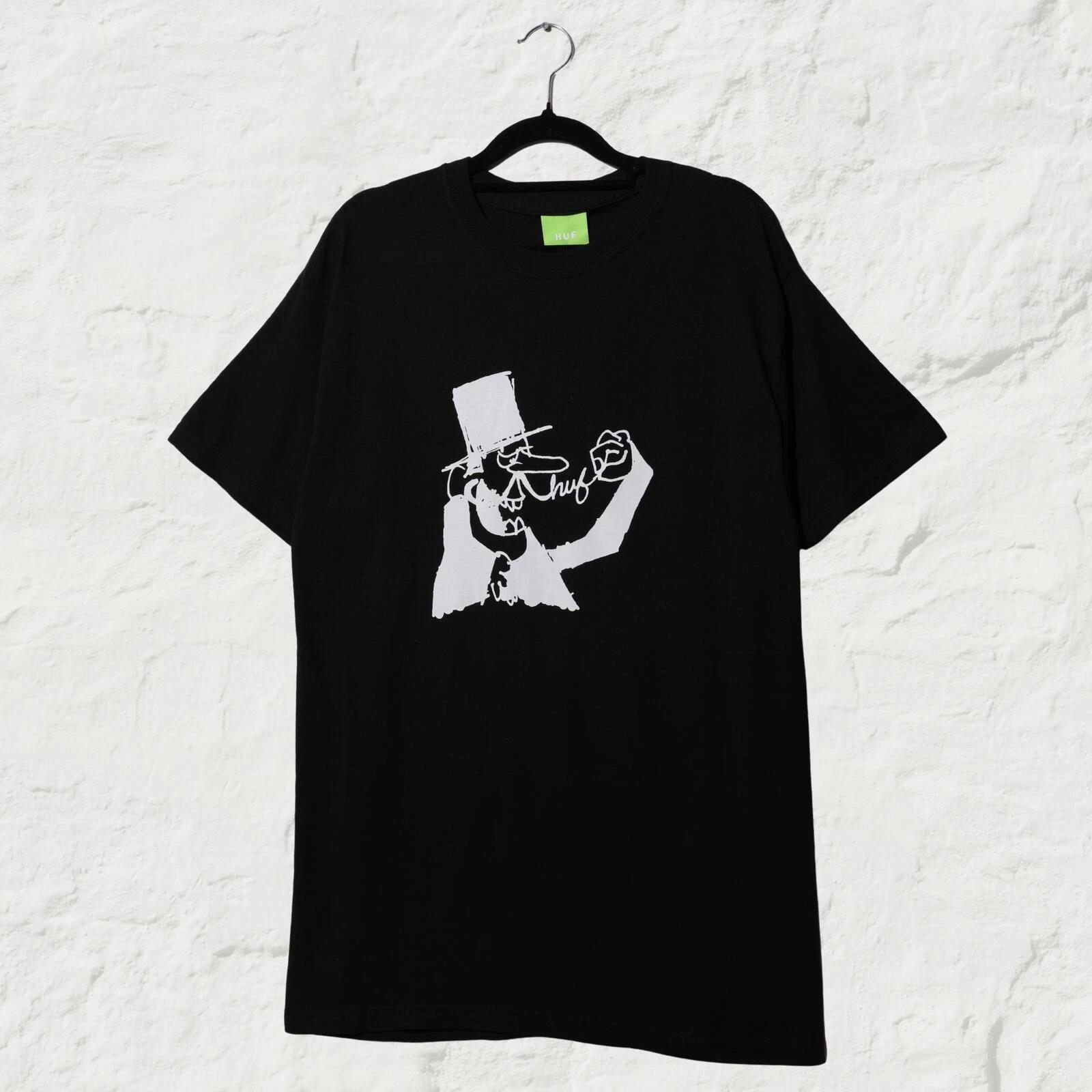 HUF Dastardly Graphic Skate Streetwear T-Shirt Black Medium 2XL