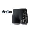 Nylon Flame Men's Swim Trunks & Goggles Set - Quick-Dry Square Leg Training Swimwear