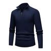 Men's Solid Color Knitted Zipper Stand Collar Long Sleeve Top Men's Casual Fashion Long Sleeve Top