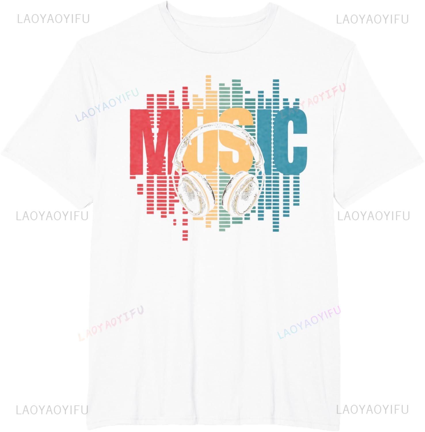 

Electronic Music Lover DJ Retro Headphones TShirt Mens Clothing Print on Demand Graphic T Shirts Camisas Streetwear S