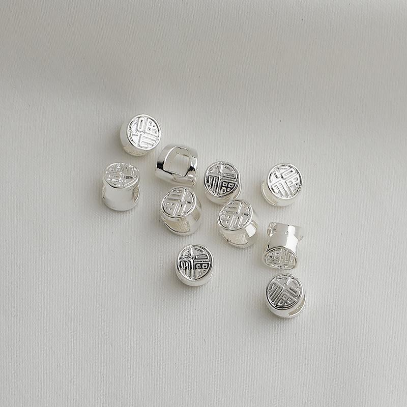Gold Plated Double-Sided Fu Character Spacer Beads for Jewelry Making