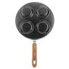 Four Hole Frying Pot Non Stick Cooking Pan Breakfast Maker with Wood Handle Kitchen Utensils