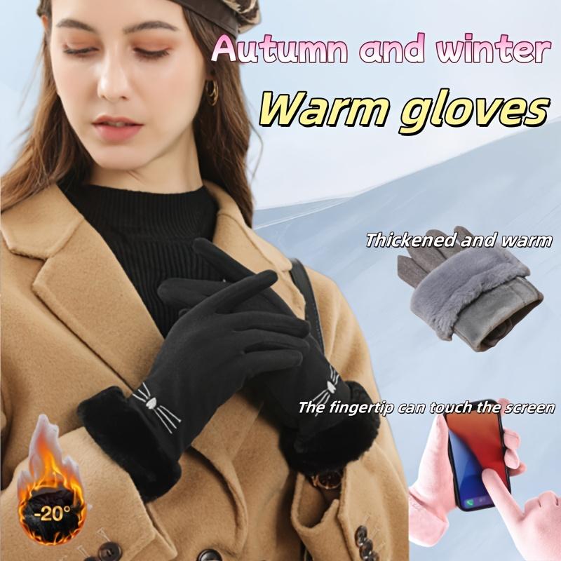 Ladies' winter outdoor warm riding gloves, thick and cold resistant touch screen gloves, worn for running and going out