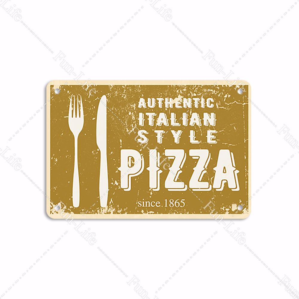 Pizza Dessert Metal Poster Food Tin Sign Plaque Metal Restaurant Vintage Wall Decor for Bar Club Metal Signs 20x30cm