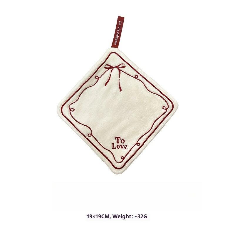 Soft Skin-Friendly Hanging Hand Towel Thickened Double Layer Absorbent Quick Dry Towel for Kitchen Bathroom Cleaning and Face Washing