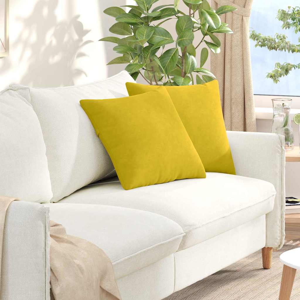 Sofa Cushions 2 pcs Yellow 45 x 45 cm Cord Fabric