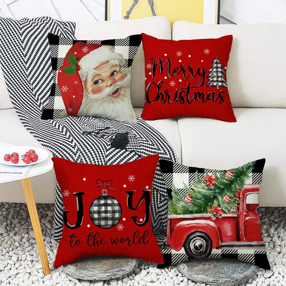 Christmas New Throw Pillow Cover Sofa Cushion Linen Christmas Red Festival Home Decoration Cushion Pillow Cover