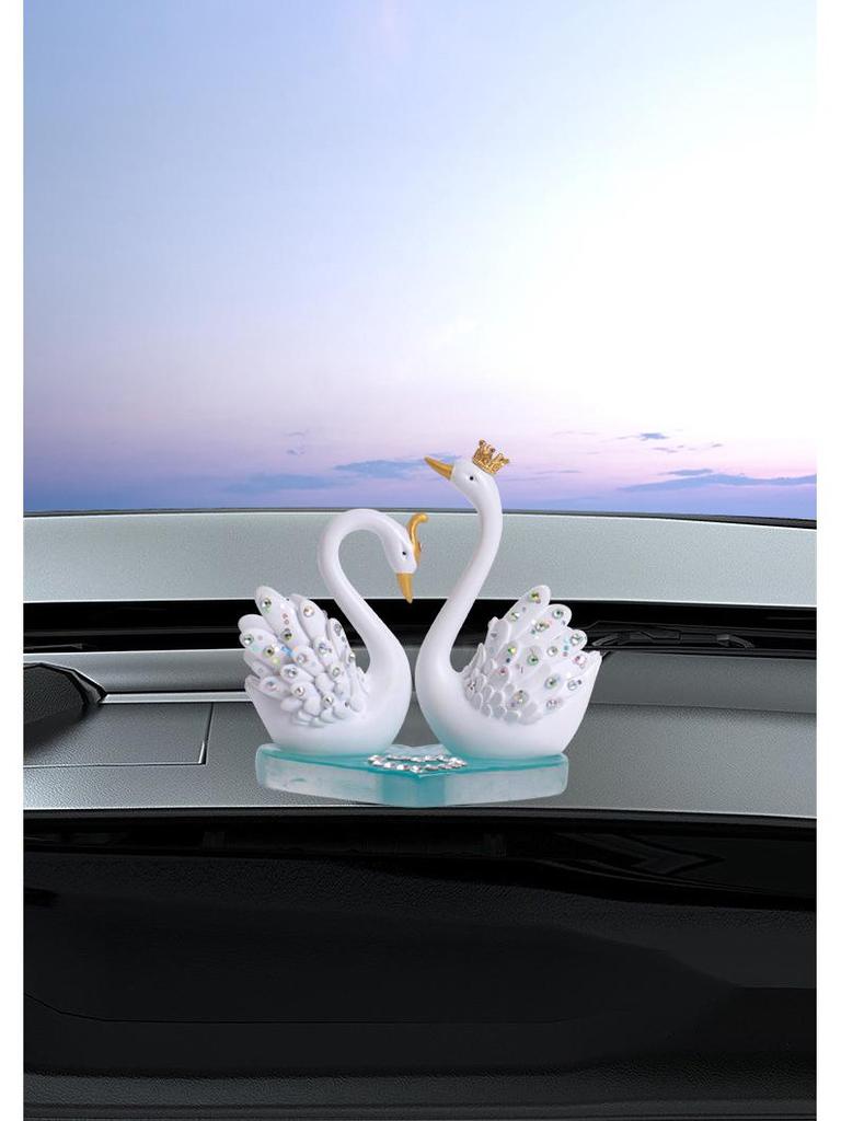 Coppia di Cigni con Strass Diffusore Deodorante - Decorazione Interno Auto