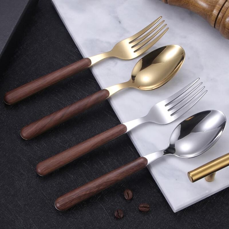 Ruhan Imitation Walnut Stainless Steel Fruit Forks