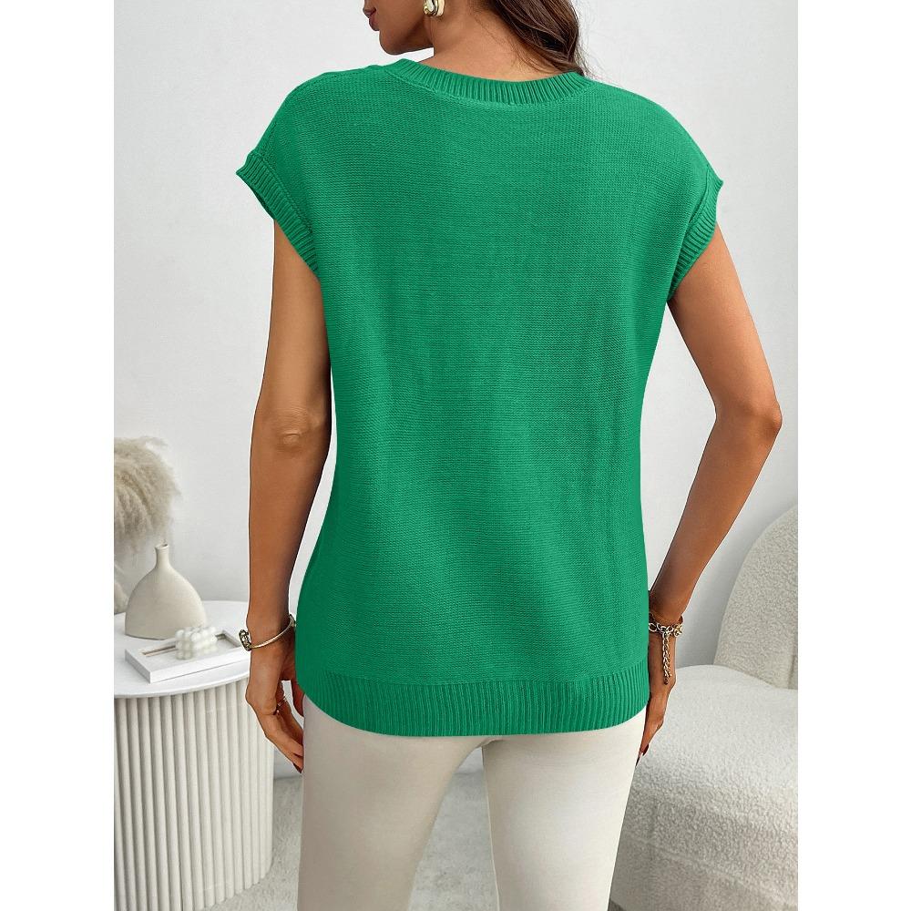 Summer New V-neck Twisted Flower Vest Loose Sleeveless Sweater for Women