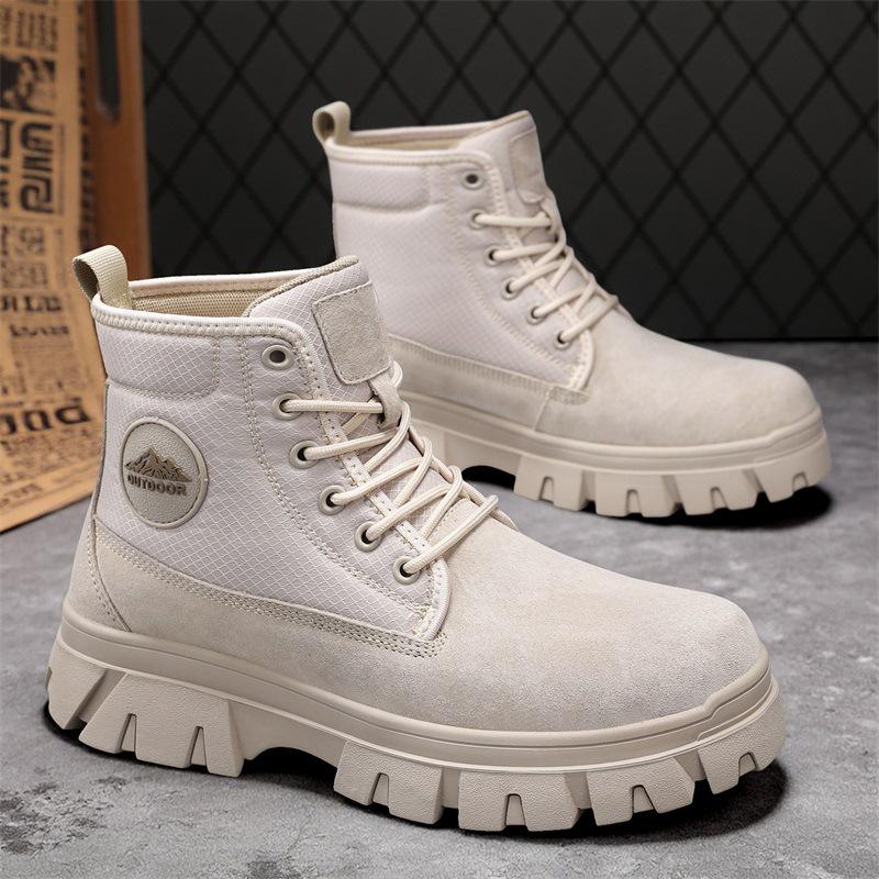 Men's Waterproof Leather & Fur Snow Boots - Non-Slip, Warm High-Top Workwear Martin Boots