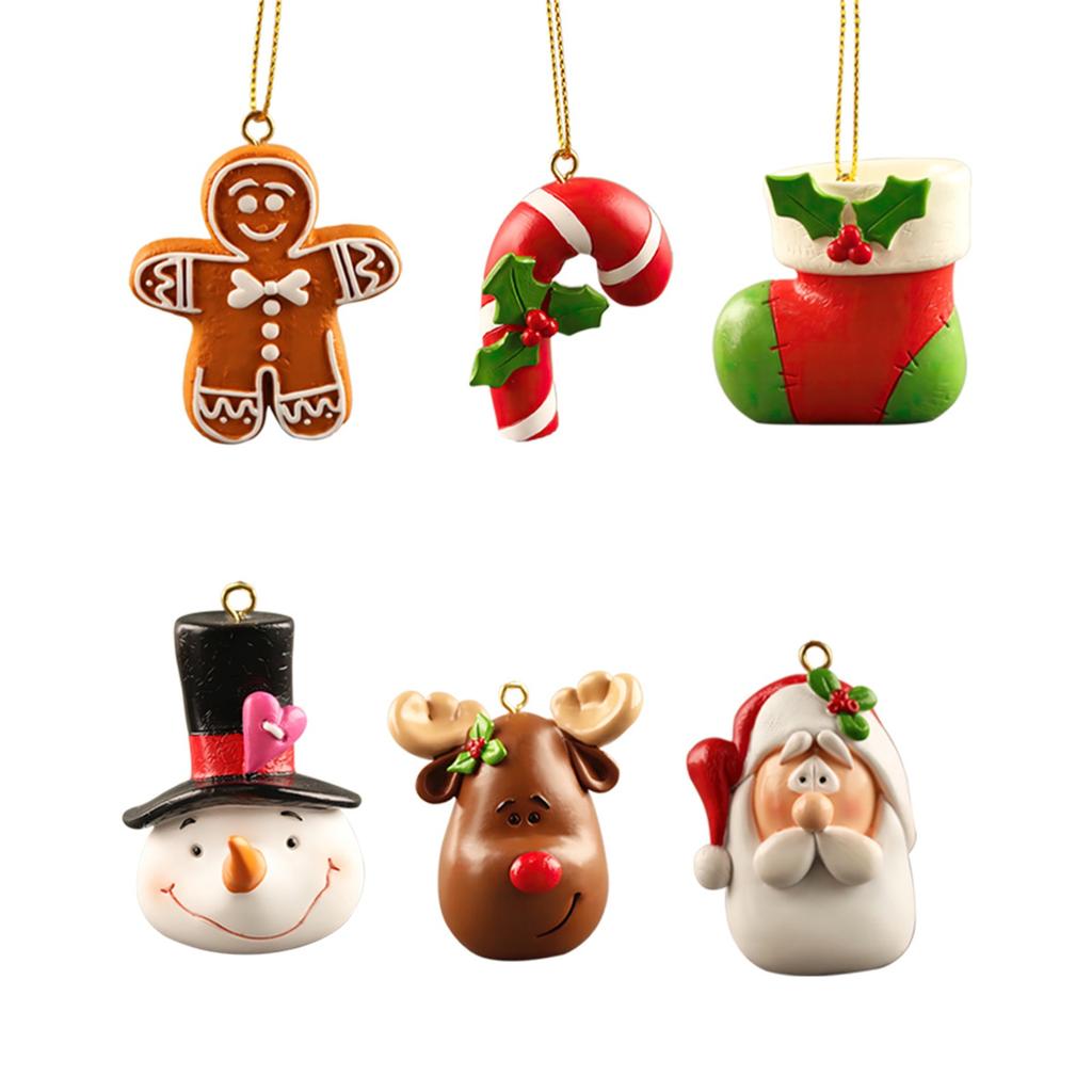 3D 6-pc Christmas Resin Ornament Pendant With Festive Atmosphere