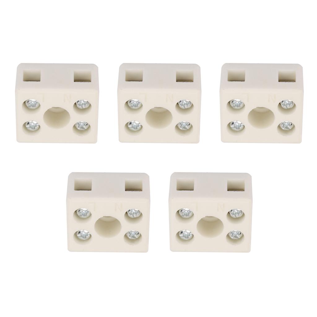 5Pcs High Quality Wire Connector 2 Position 5 Hole Ceramic Wiring Terminal Block