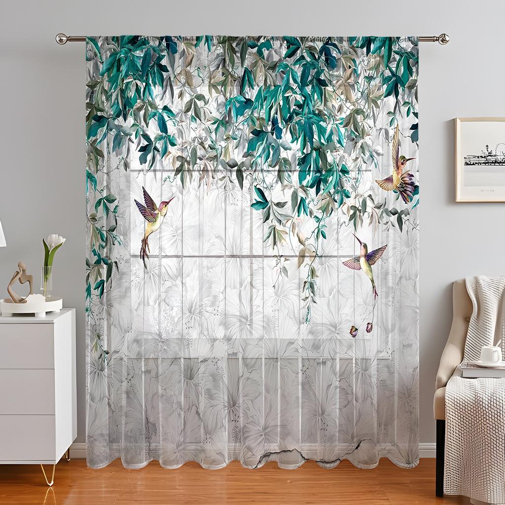 1PC Wildflowers Curtain Home Decoration Spring Floating Window Curtain Suitable for Kitchen, Coffee Shop, Living Room,