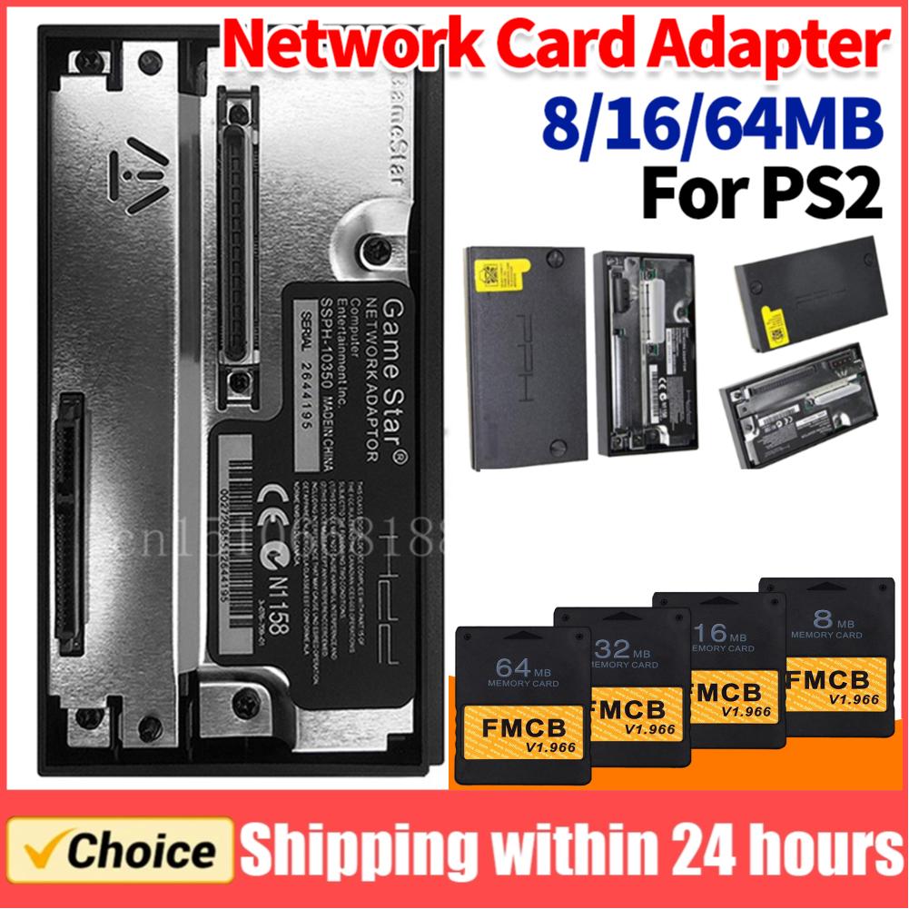 SATA Interface Network Card Adapter w/Free McBoot V1.966 FMCB Memory Card for PS2 Console SATA Interface HDD for Playstation 2