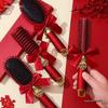 Red Wedding Comb & Cushion Set: Bridal Dowry Gift Box with Mirror