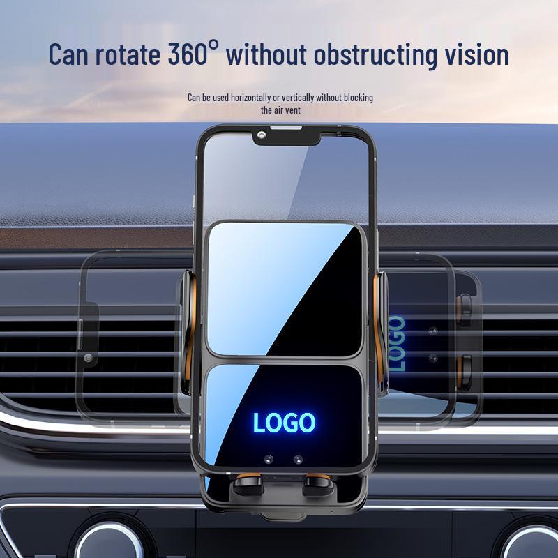 Wireless Car Charger Mount with Automatic Locking & Logo Display