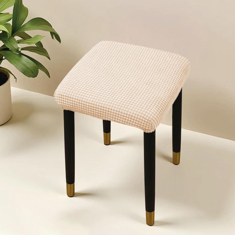 Jacquard Square Stool Covers Elastic Dust-proof and Anti-slip Stretch Chair Cover Solid Color Geometric Pattern Seat Cover