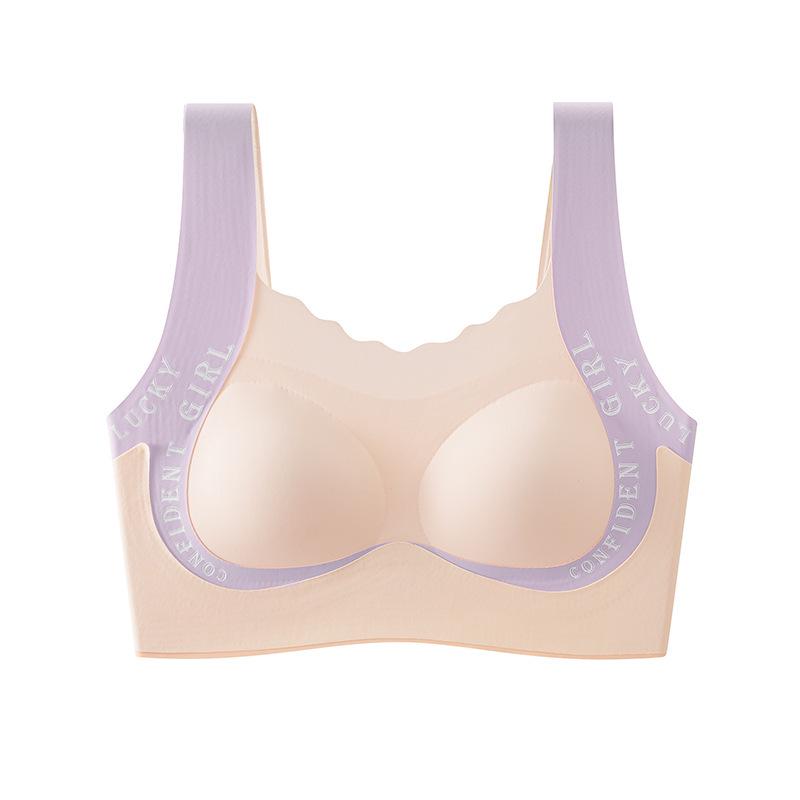 

Подростковый бесшовный спортивный бюстгальтер с защитой от ударов - цвет основы XL [100-120 lbs] фиолетовый