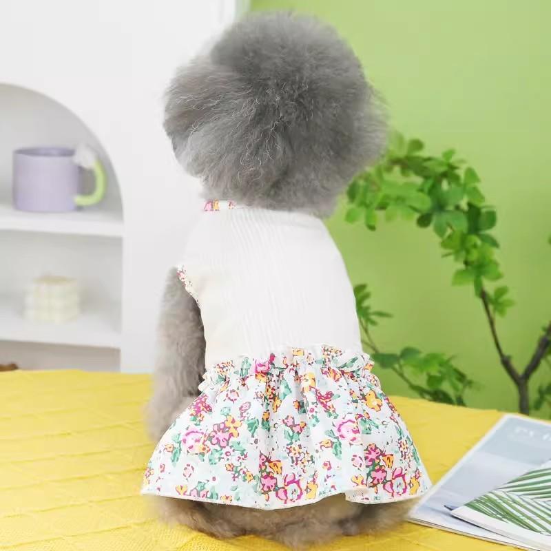 Pet Clothing Dog Clothing Spring Summer Thin Teddy Cat Bigbear Pomeranian Small Dog Princess Jumpsuit Skirt