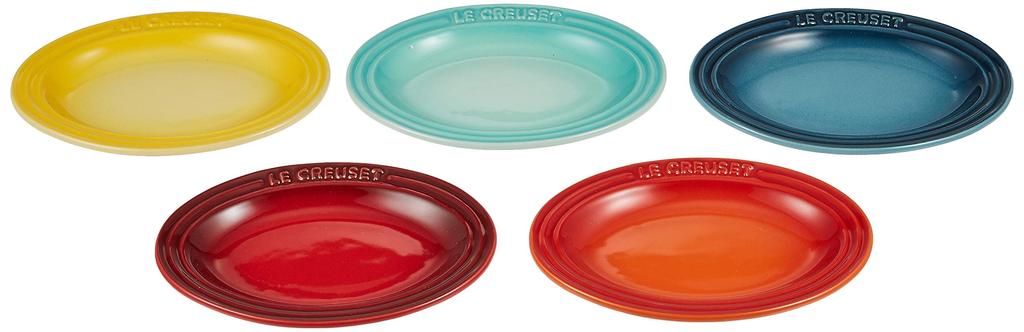 Le Creuset Stoneware Mini Oval Plates, Rainbow, Heat-Resistant, Microwave- and Oven-Safe, Pack of 5 [Official Japanese Product]