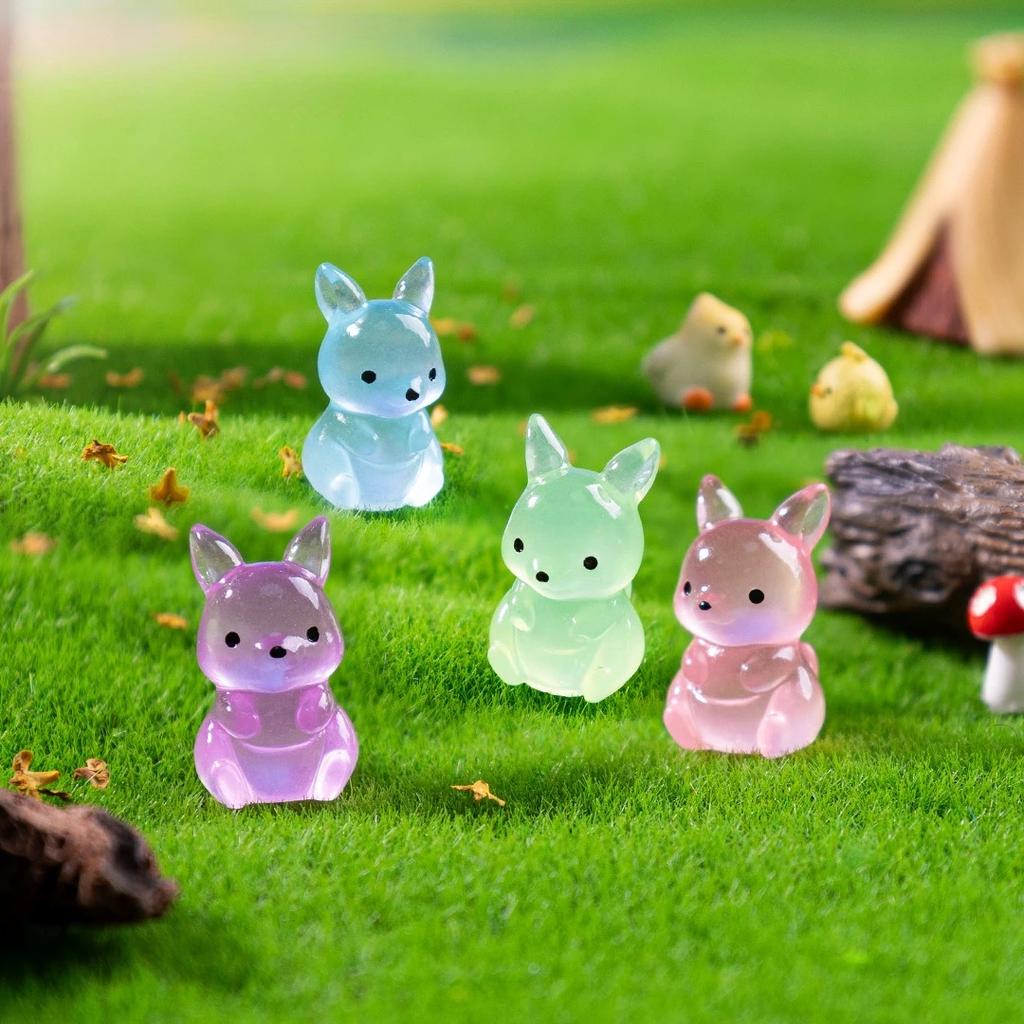 50Pc/Set Mini Luminous Kangaroo Ornaments Cute Resin Figurines Micro Landscape Decoration Desktop Ornament Diy Car Ornament