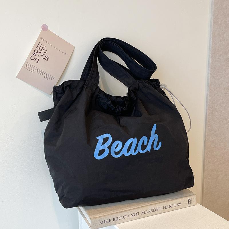 New Drawstring Canvas Bag Tote Bag Commuter Tote Bag Shoulder Bag Large Capacity Shopping Bag Bento Bag