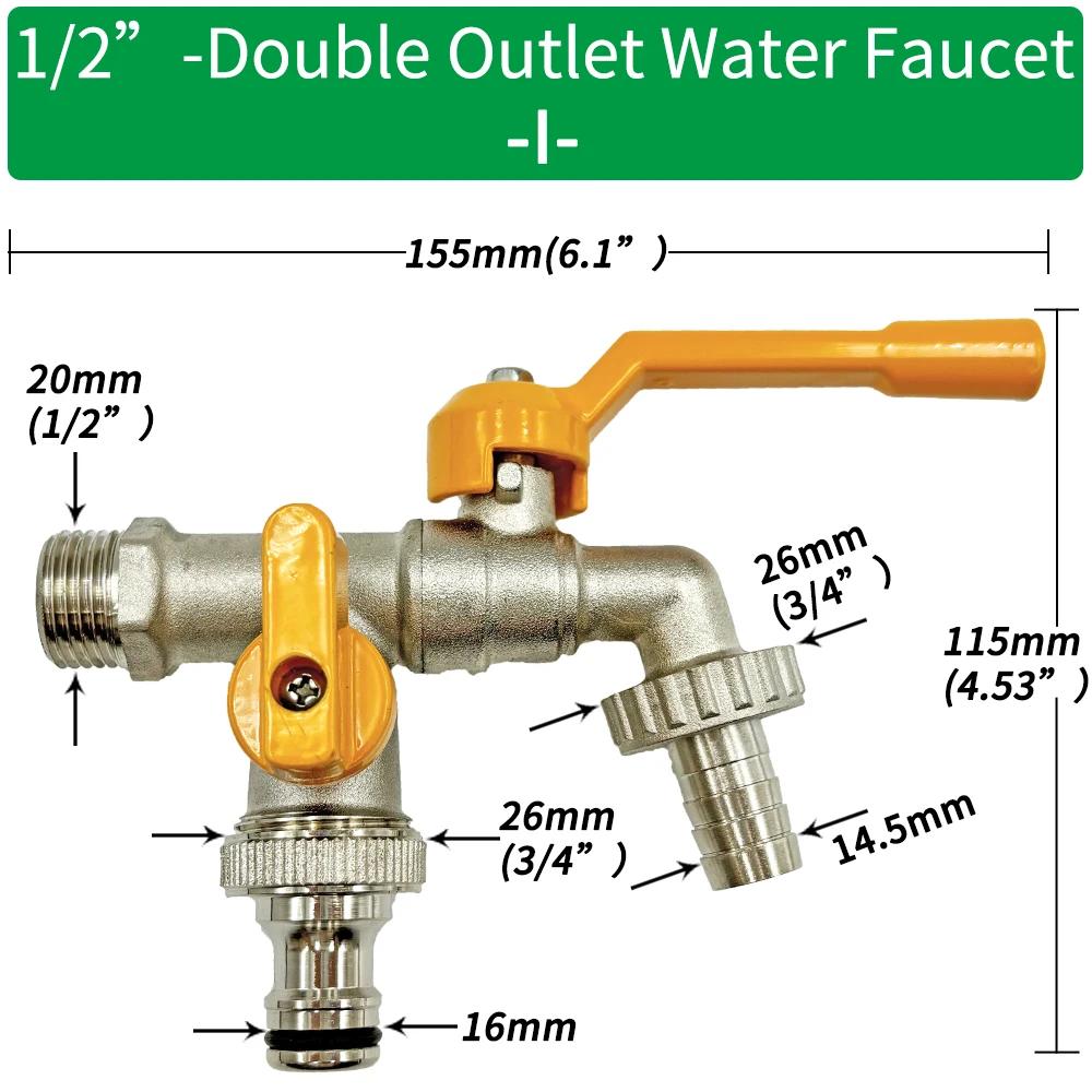 Garden Hose Brass Faucet Adapter 1/2" - Suitable for IBC Tanks, Irrigation Fittings, Reliable Ball Valve Replacement Accessories