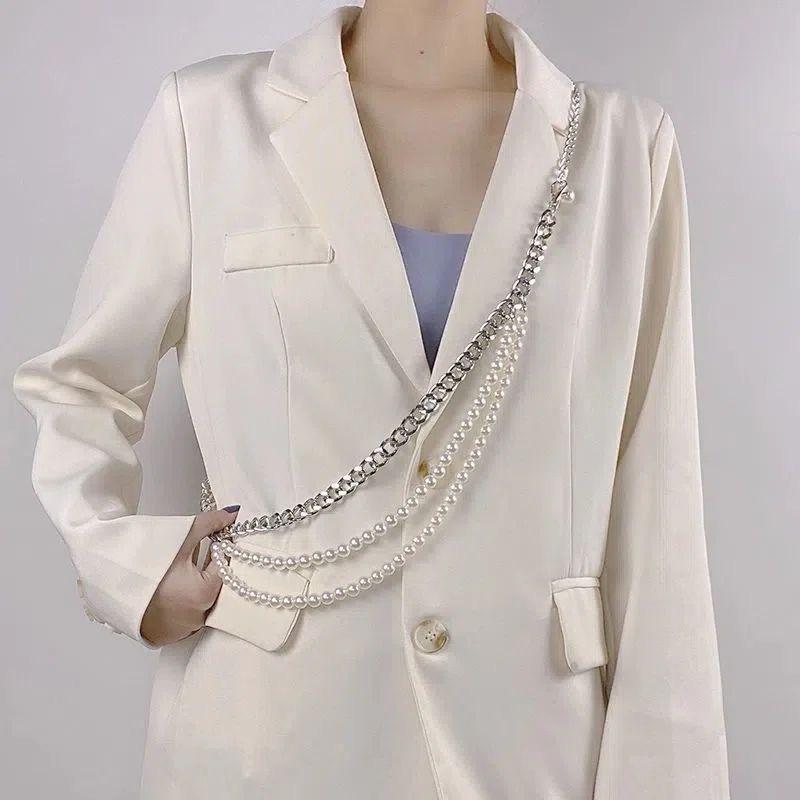 European & American Multi-layer Faux Pearl Retro Waist Chain for Women