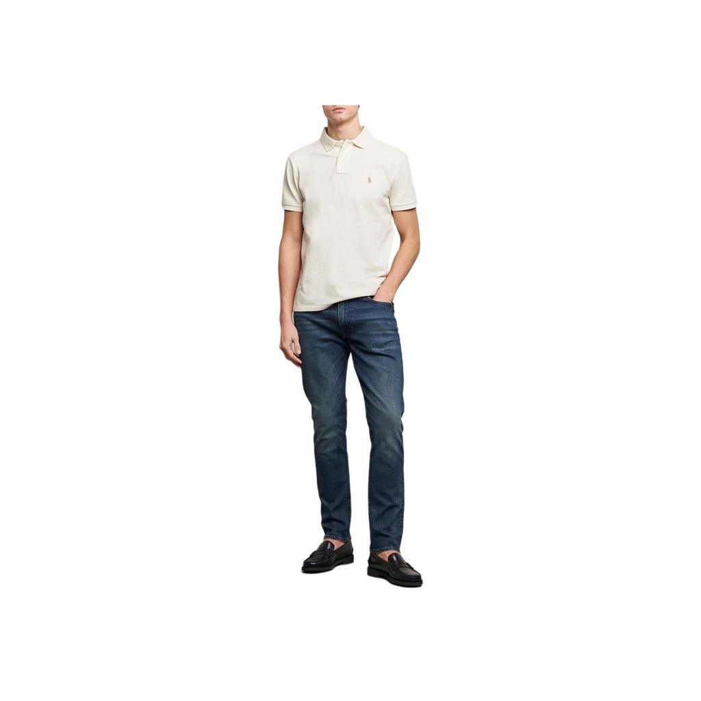 Polo Ralph Lauren Logo Embroidered Slim Fit Straight Cut Short Sleeve Polo Shirt Men tops Beige 710557752-031