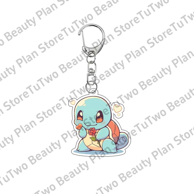 Anime Bulbasaur Squirtle Charmander Cartoon Key Chain Couple Girls Boys Acrylic Backpack Pendant Charm Family Gifts Jewelry Toys