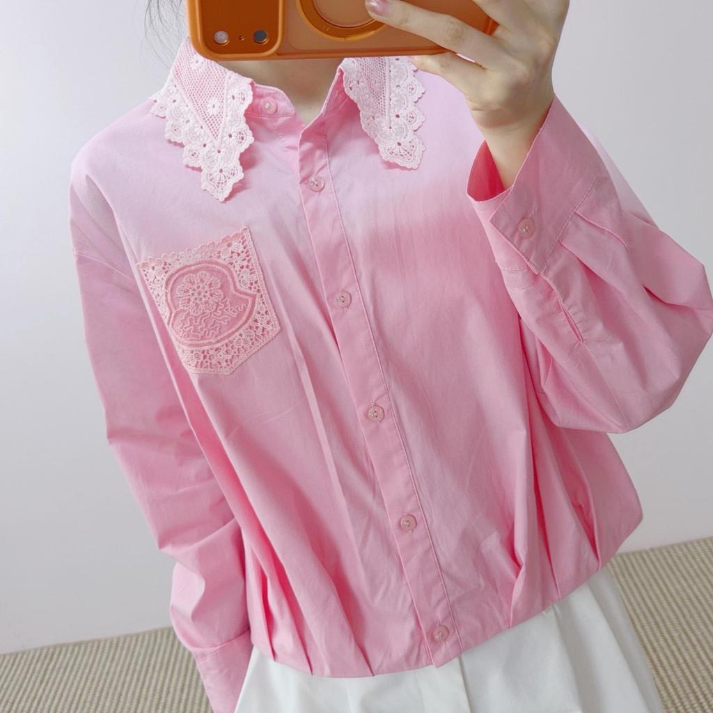 2026 Autumn Fashionable Solid Color Slimming Patchwork Blouse with Long Sleeves