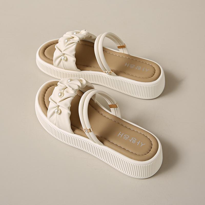 

Fashion CRLAYDK Sandals for Women Flat Fold Open Toe Shoes Summer Dressy Ladies Strap Slides Outdoor Beach Casual Comfort Slippers 34