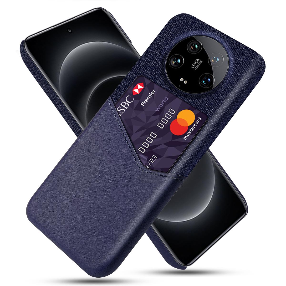 

Для Xiaomi 14 Ultra Чехол для телефона Держатель для карт ПУ кожа+ПК Ударопрочный Чехол для телефона Blue