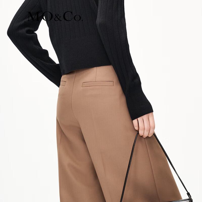MO&Co. Women's High-Waist Wool Blend Paneled Trousers