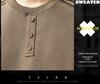 Luxury 300g Heavyweight Men's Henley Collar Pleated Hoodie - Autumn American Trend T-Shirt with Long Sleeves