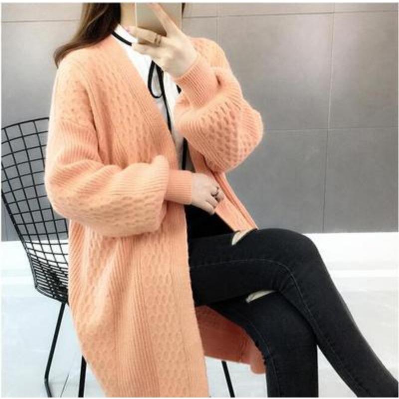 Women's Sweater Cardigan Mid Length Autumn New Loose Korean Version Knitted Sweater Jacket